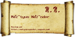 Mátyus Nándor névjegykártya